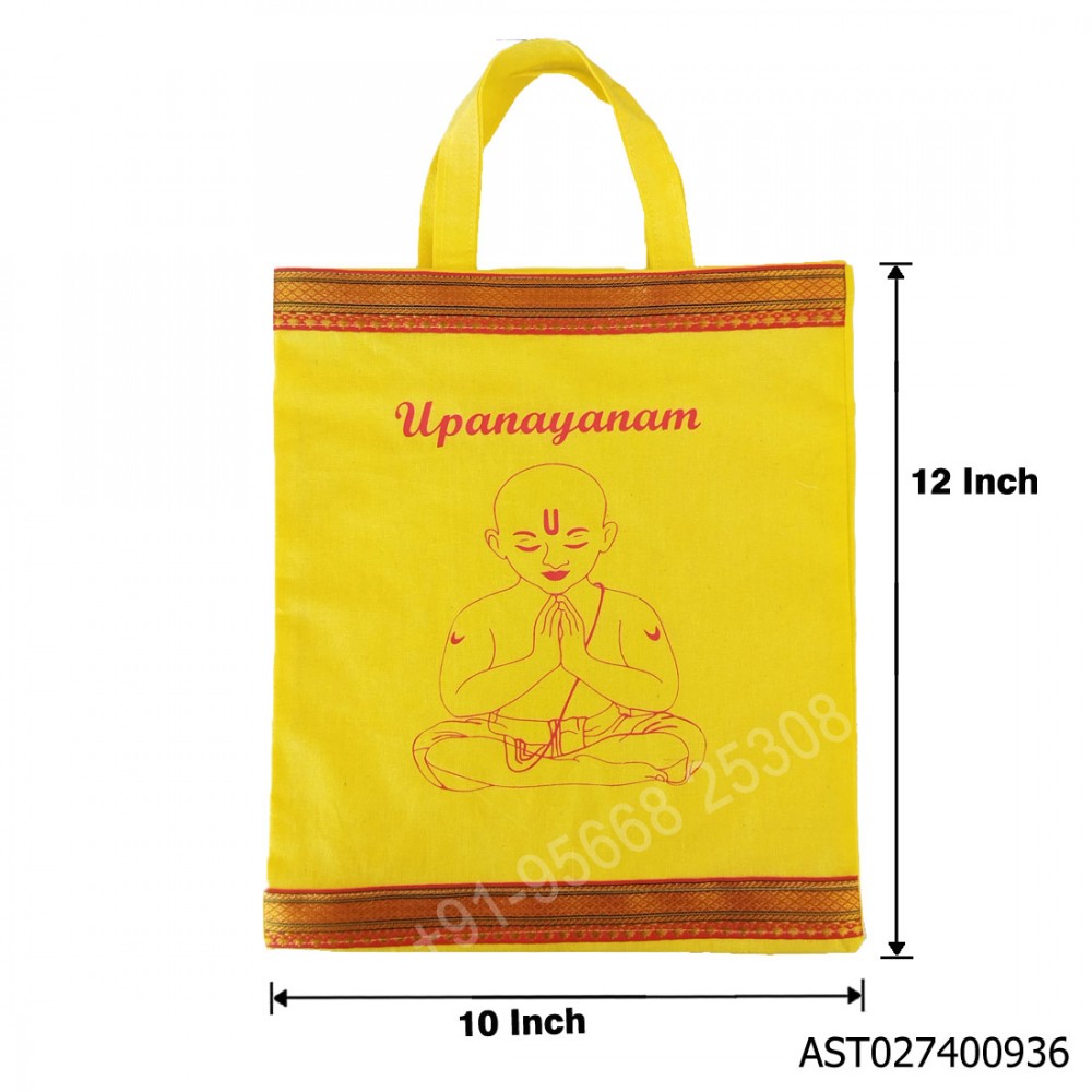 Upanayanum Yellow Cotton Bag - W 10 H 12 inches