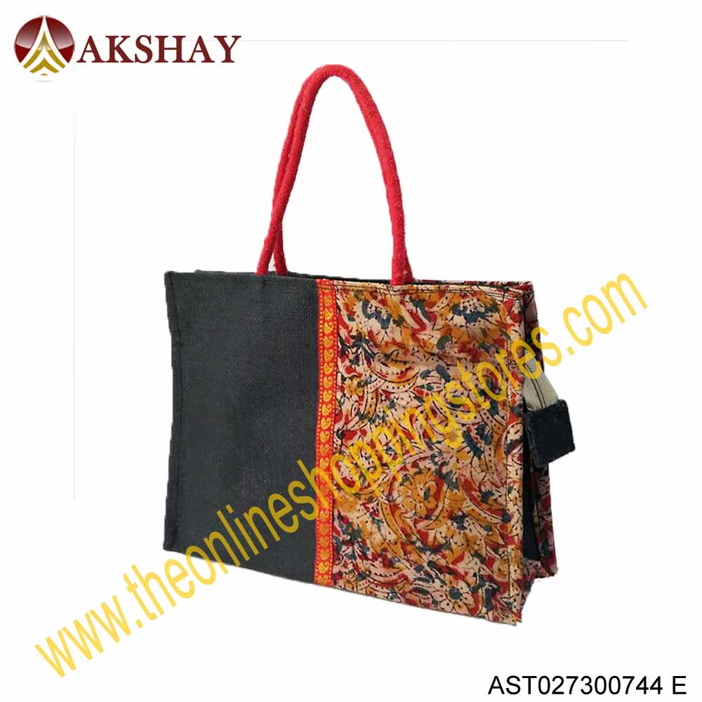 Akshay Kalamkari Jute Bag with Zipper-744VC