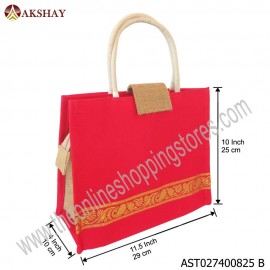 Akshay Raw Silk Jute Bag with flap-825VC